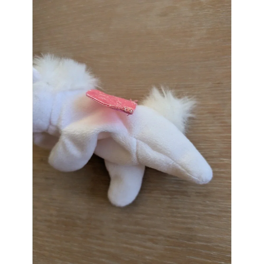 White‎ Pegasus Beanie Plush Iridescent Pink Wings Unicorn Horse Nursery Fantasy